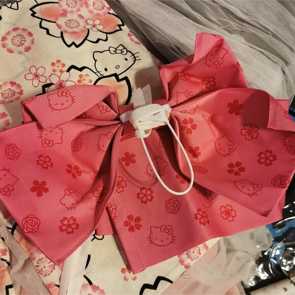 Rare Hello Kitty Pink Sakura Kimono Yukata Geta Women Robe Japan Vintage Retro - Picture 8 of 16